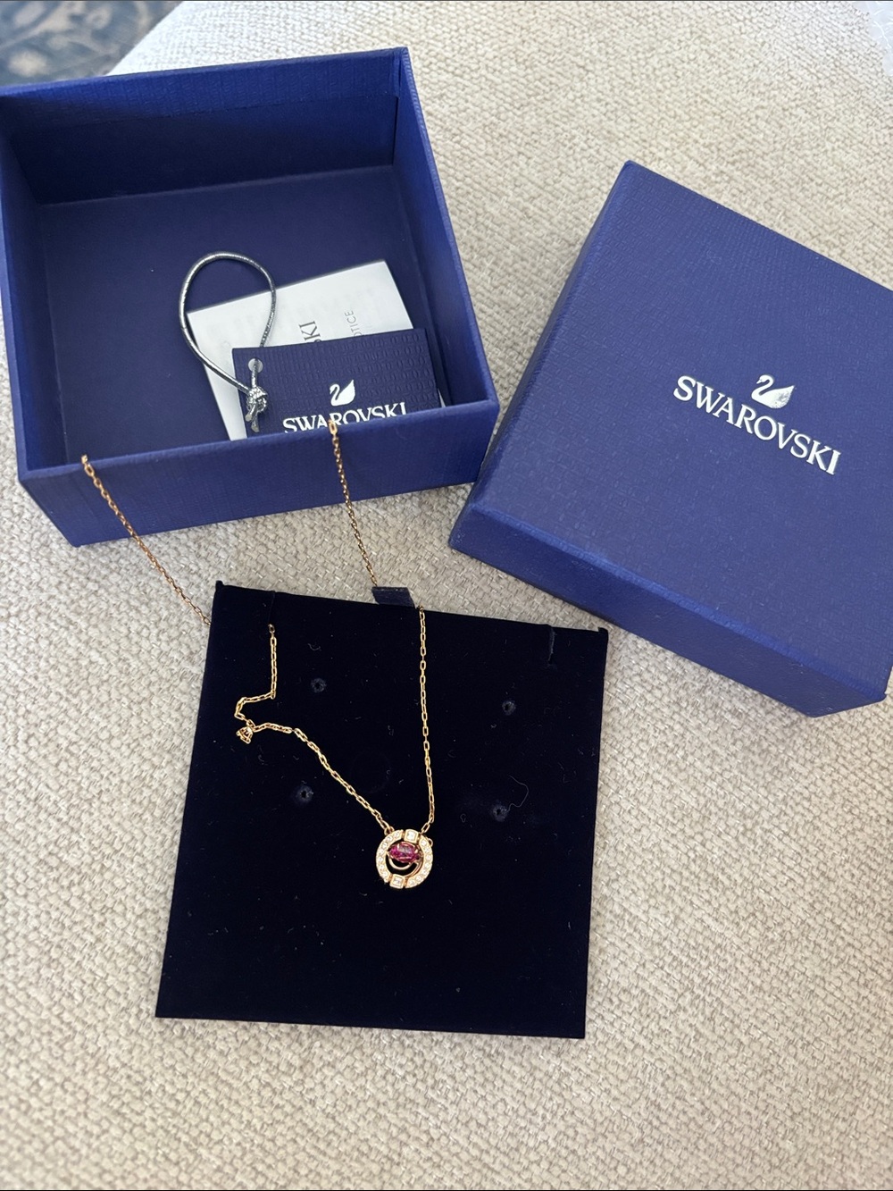 SWAROVSKI COLLECTION SPARKLING DANCE ROUND NECKLACE, RED, ROSE GOLD-TONE PLATED
